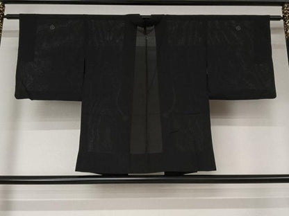平和屋着物▽羽織　スリーシーズン　春夏秋　塵除け　黒地　正絹　逸品　AABL3816jh