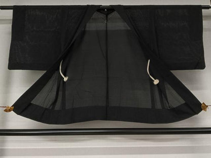 平和屋着物▽羽織　スリーシーズン　春夏秋　塵除け　黒地　正絹　逸品　AABL3816jh