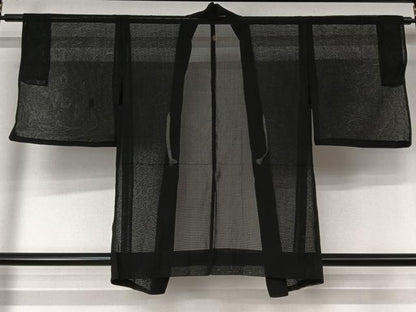 平和屋着物▽羽織　スリーシーズン　春夏秋　塵除け　紗　黒地　正絹　逸品　AABL3818jh