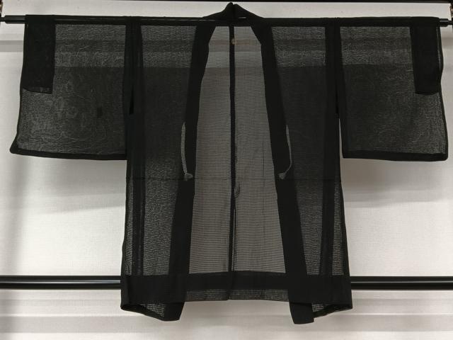 平和屋着物▽羽織　スリーシーズン　春夏秋　塵除け　紗　黒地　正絹　逸品　AABL3818jh