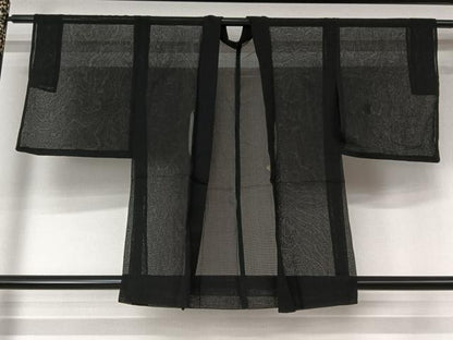 平和屋着物▽羽織　スリーシーズン　春夏秋　塵除け　紗　黒地　正絹　逸品　AABL3818jh