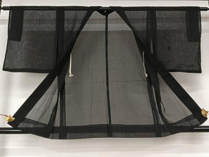 平和屋着物▽羽織　スリーシーズン　春夏秋　塵除け　紗　黒地　正絹　逸品　AABL3818jh