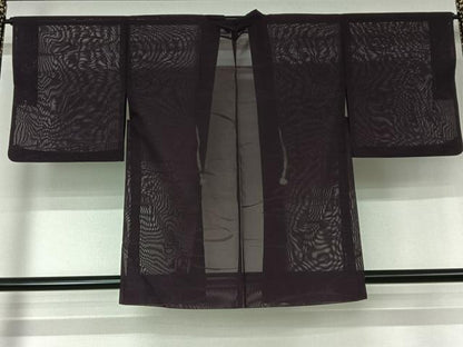 平和屋着物▽羽織　スリーシーズン　春夏秋　塵除け　流水紋紗　葡萄色　正絹　逸品　AABL3820jh
