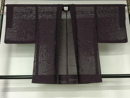 平和屋着物▽羽織　スリーシーズン　春夏秋　塵除け　流水紋紗　葡萄色　正絹　逸品　AABL3820jh