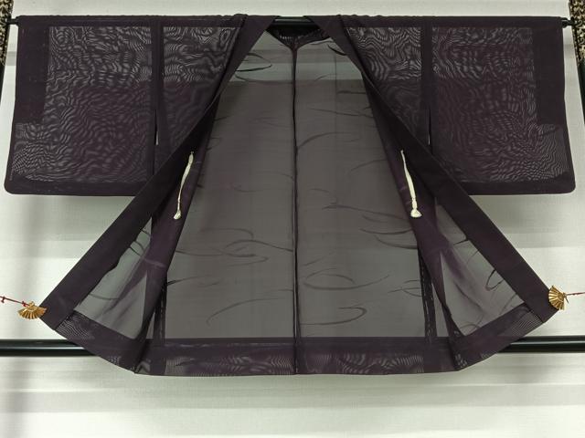 平和屋着物▽羽織　スリーシーズン　春夏秋　塵除け　流水紋紗　葡萄色　正絹　逸品　AABL3820jh