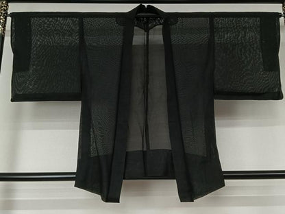 平和屋着物▽羽織　スリーシーズン　春夏秋　塵除け　絽　黒地　正絹　逸品　AABL3821jh