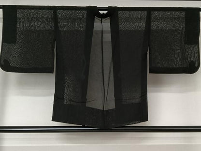 平和屋着物▽羽織　スリーシーズン　春夏秋　塵除け　紗　黒地　正絹　逸品　AABL3822jh