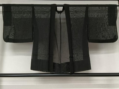 平和屋着物▽羽織　スリーシーズン　春夏秋　塵除け　紗　黒地　正絹　逸品　AABL3822jh