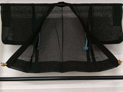 平和屋着物▽羽織　スリーシーズン　春夏秋　塵除け　紗　黒地　正絹　逸品　AABL3822jh