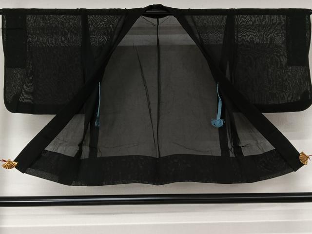 平和屋着物▽羽織　スリーシーズン　春夏秋　塵除け　紗　黒地　正絹　逸品　AABL3822jh