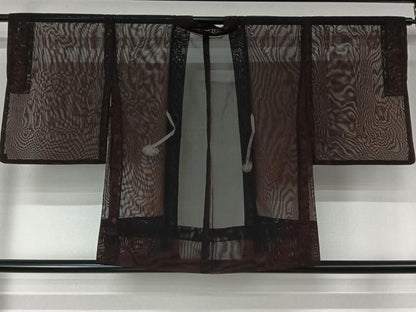 平和屋着物▽羽織　スリーシーズン　春夏秋　塵除け　紗　黒地　正絹　逸品　AABL3824jh
