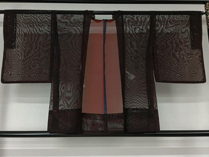 平和屋着物▽羽織　スリーシーズン　春夏秋　塵除け　紗　黒地　正絹　逸品　AABL3824jh