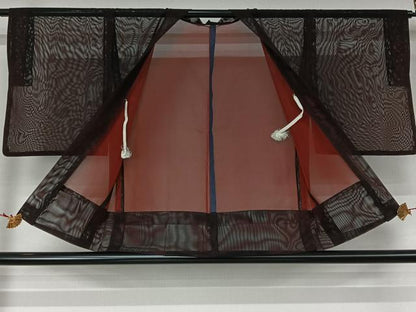平和屋着物▽羽織　スリーシーズン　春夏秋　塵除け　紗　黒地　正絹　逸品　AABL3824jh