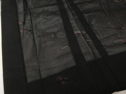 平和屋着物▽羽織　スリーシーズン　春夏秋　塵除け　絽　霞文　黒地　正絹　逸品　AABL3826jh