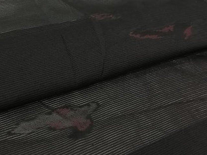 平和屋着物▽羽織　スリーシーズン　春夏秋　塵除け　絽　霞文　黒地　正絹　逸品　AABL3826jh