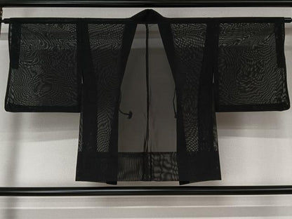 平和屋着物▽羽織　スリーシーズン　春夏秋　塵除け　紗　黒地　正絹　逸品　AABL3830jh