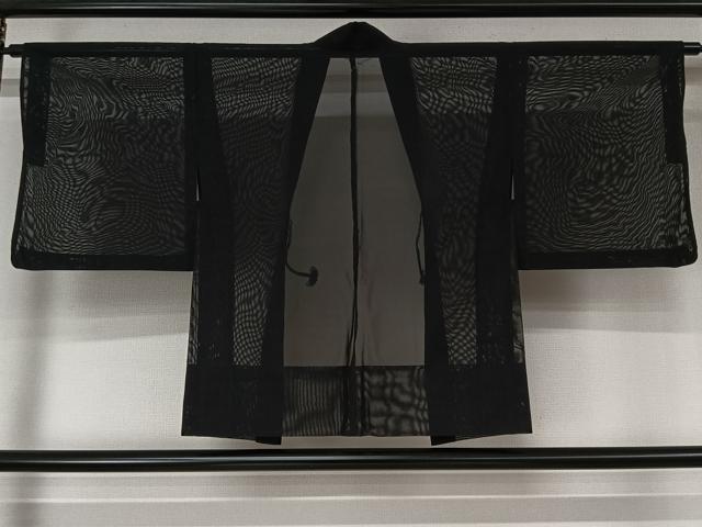 平和屋着物▽羽織　スリーシーズン　春夏秋　塵除け　紗　黒地　正絹　逸品　AABL3830jh