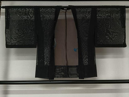 平和屋着物▽羽織　スリーシーズン　春夏秋　塵除け　紗　黒地　正絹　逸品　AABL3830jh