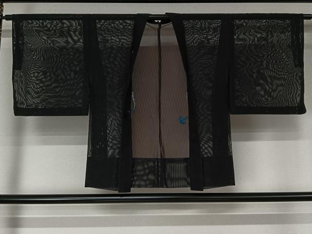 平和屋着物▽羽織　スリーシーズン　春夏秋　塵除け　紗　黒地　正絹　逸品　AABL3830jh