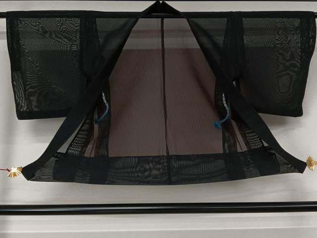 平和屋着物▽羽織　スリーシーズン　春夏秋　塵除け　紗　黒地　正絹　逸品　AABL3830jh