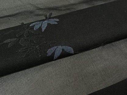 平和屋着物▽羽織　スリーシーズン　春夏秋　塵除け　紗　笹の葉文　黒地　正絹　逸品　AABL3831jh