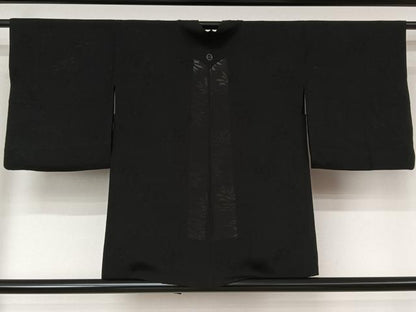 平和屋着物▽羽織　スリーシーズン　春夏秋　塵除け　草葉紋紗　黒地　正絹　逸品　AABL3832jh