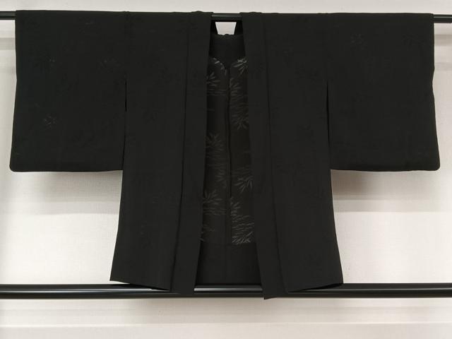 平和屋着物▽羽織　スリーシーズン　春夏秋　塵除け　草葉紋紗　黒地　正絹　逸品　AABL3832jh