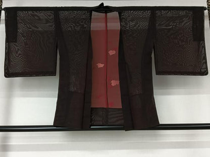 平和屋着物▽羽織　スリーシーズン　春夏秋　塵除け　紗　唐草文　黒地　正絹　逸品　未使用　AABL3835jh