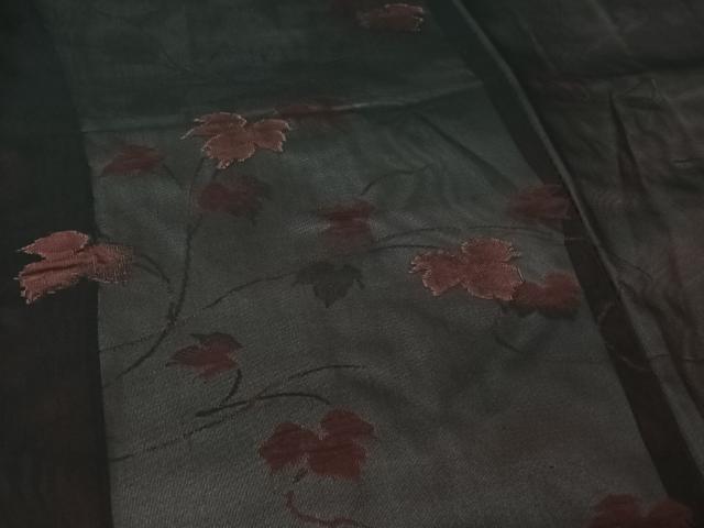 平和屋着物▽羽織　スリーシーズン　春夏秋　塵除け　紗　唐草文　黒地　正絹　逸品　未使用　AABL3835jh