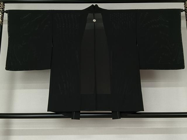 平和屋着物▽羽織　スリーシーズン　春夏秋　塵除け　絽　黒地　正絹　逸品　未使用　AABL3840jh