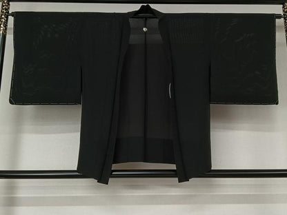 平和屋着物▽羽織　スリーシーズン　春夏秋　塵除け　絽　黒地　正絹　逸品　未使用　AABL3840jh