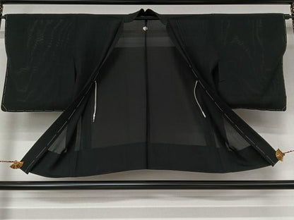平和屋着物▽羽織　スリーシーズン　春夏秋　塵除け　絽　黒地　正絹　逸品　未使用　AABL3840jh