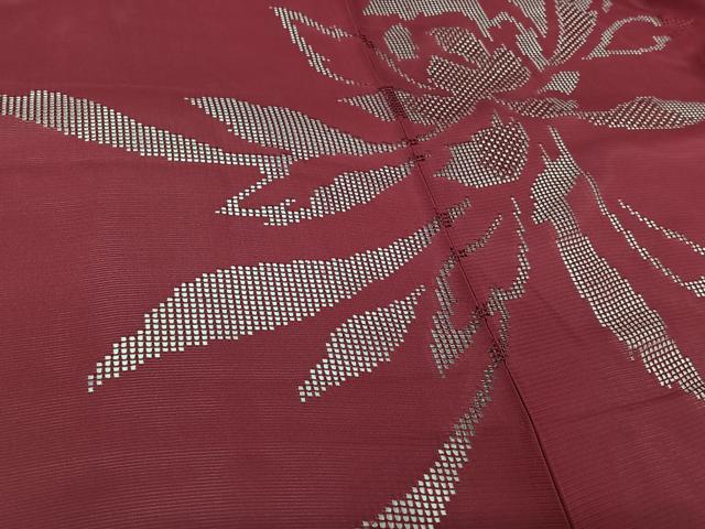平和屋着物▽羽織　スリーシーズン　春夏秋　塵除け　絽　草花文　中紅色　正絹　逸品　AABL3843jh