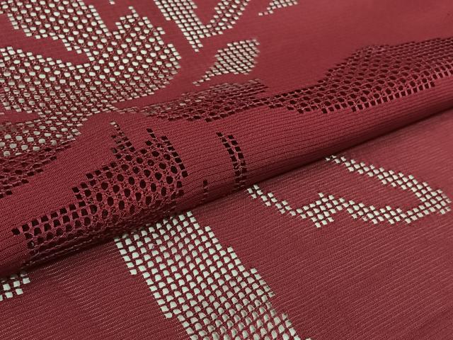 平和屋着物▽羽織　スリーシーズン　春夏秋　塵除け　絽　草花文　中紅色　正絹　逸品　AABL3843jh