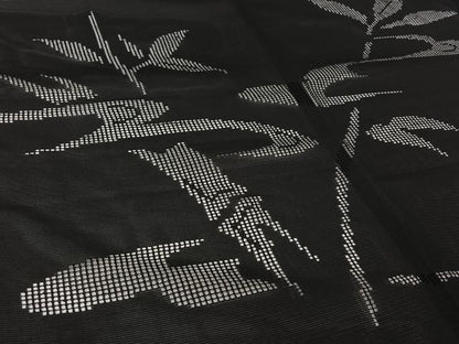 平和屋着物▽羽織　スリーシーズン　春夏秋　塵除け　絽　笹竹文　黒地　正絹　逸品　AABL3844jh