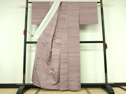 平和屋着物▽上質な紬　単衣　霞文　正絹　逸品　AABL3857jh