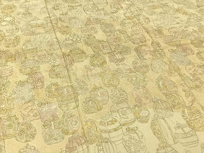 平和屋着物▽訪問着　単衣　手描き　仕覆花文　正絹　逸品　AABL3858jh