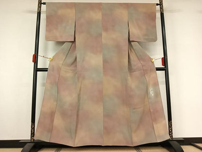 平和屋着物▽染色作家　斉藤三才　小紋　単衣　霞文　暈し染め　正絹　逸品　AABL3859jh