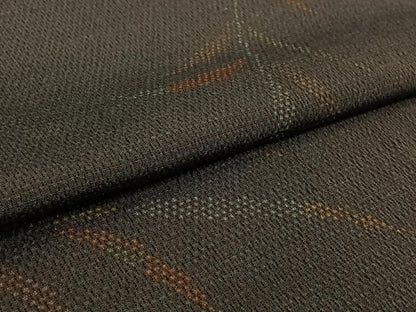 平和屋着物▽本塩沢　単衣　草葉文　正絹　逸品　AABL3860jh