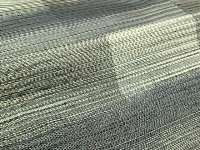 平和屋着物▽上質な紬　単衣　横段文　正絹　逸品　AABL3861jh