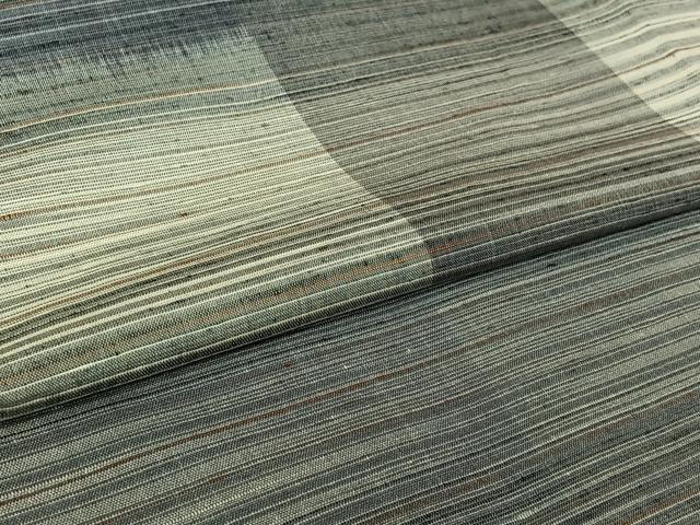 平和屋着物▽上質な紬　単衣　横段文　正絹　逸品　AABL3861jh