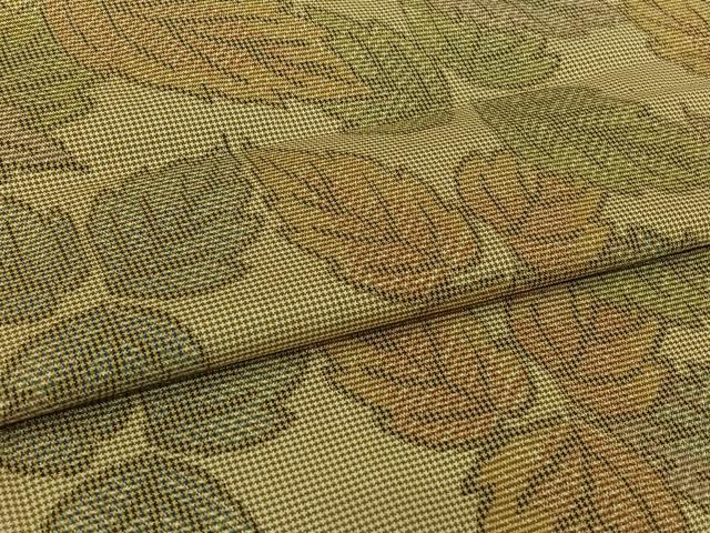 平和屋着物▽上質な紬　単衣　葉尽くし文　正絹　逸品　AABL3864jh