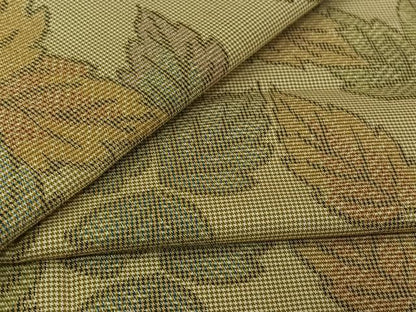 平和屋着物▽上質な紬　単衣　葉尽くし文　正絹　逸品　AABL3864jh