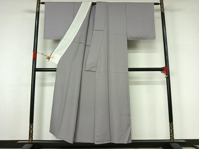 平和屋着物▽上質な色無地　単衣　寿光織　源氏物語　藤色　反端付き　正絹　逸品　未使用　AABL3866jh