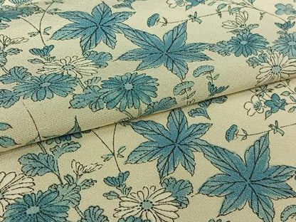 平和屋着物▽上質な小紋　単衣　草花文　正絹　逸品　AABL3867jh