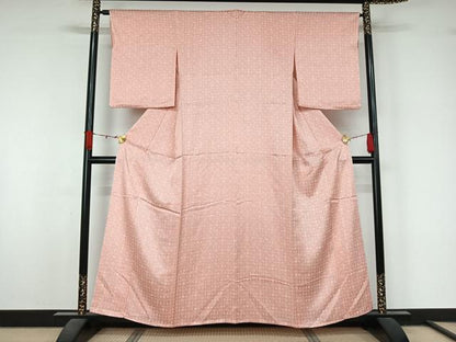 平和屋着物▽上質な小紋　単衣　琉球絣文様　正絹　逸品　AABL3873jh