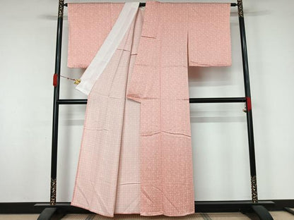 平和屋着物▽上質な小紋　単衣　琉球絣文様　正絹　逸品　AABL3873jh