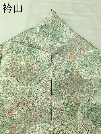 平和屋着物▽上質な小紋　単衣　手描き　鏡裏吉祥花蝶文　正絹　逸品　AABL3875jh