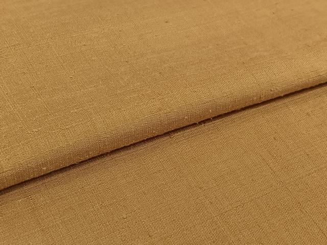 平和屋着物▽上質な紬　単衣　色無地　飴色　正絹　逸品　AABL3881jh