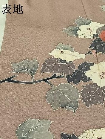 平和屋着物▽訪問着　単衣　友禅　草花文　金彩　正絹　逸品　AABL3882jh